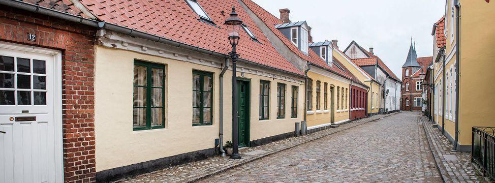 Farvede gamle huse i Ribe 