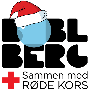 Boblberg logo med Røde Kors og nissehue på O i Boblberg